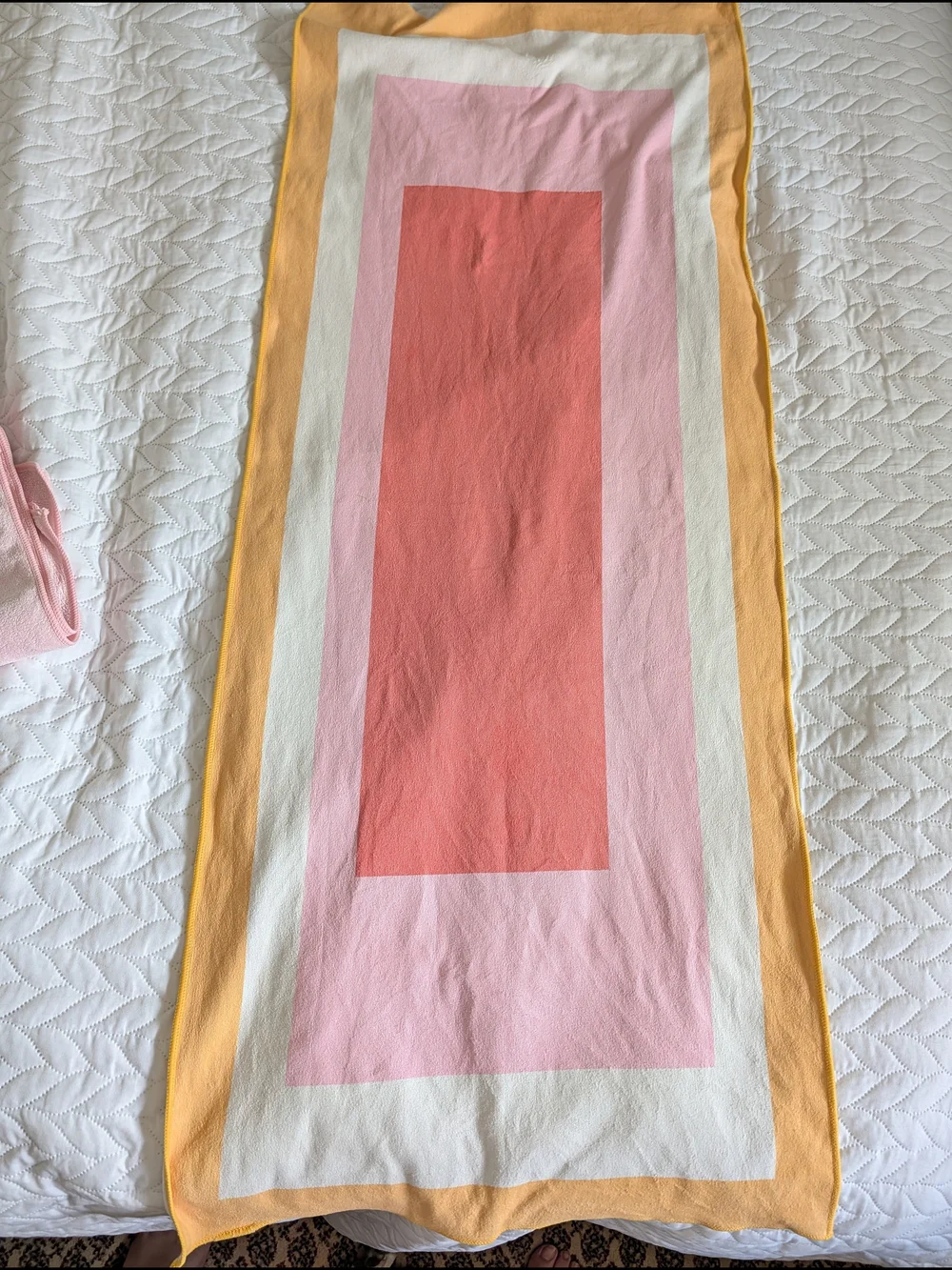Two Microfiber Towels in Pink, Coral & Yellow